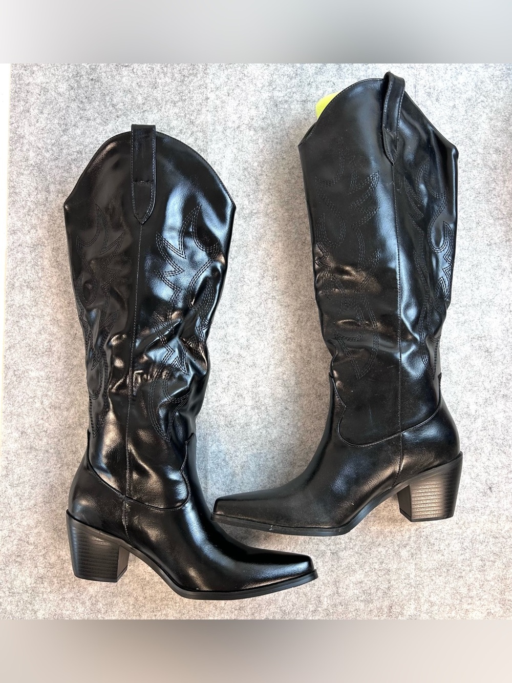 Pointed Toe Heeled Black Western Cowboy Boots Women's Size 7